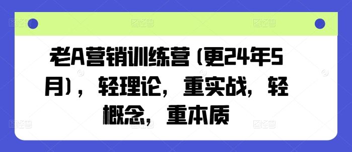 老A营销训练营：轻理论重实战，轻概念重本质-无双副业