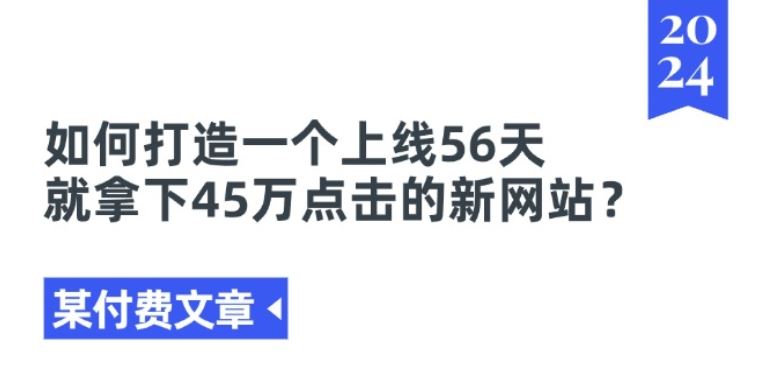 如何打造56天获得45万点击的新网站-无双副业