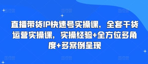 直播带货IP快速起号实操全攻略，全方位运营技巧与案例解析-无双副业