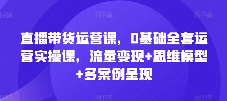 0基础直播带货运营实操课，流量变现与思维模型全解析-无双副业