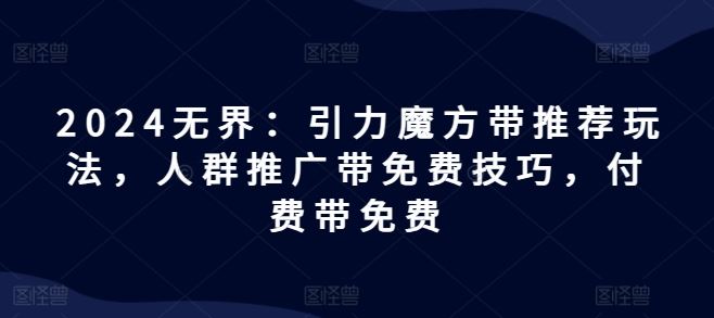2024引力魔方推荐玩法与人群推广技巧-无双副业