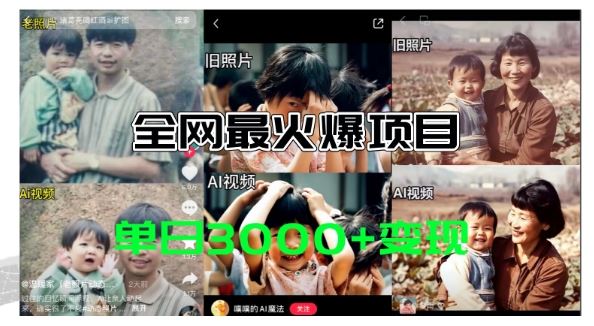 AI让老照片动起来教程，免费工具一键生成，日赚3k+-无双副业