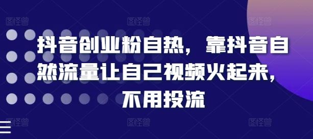 抖音自然流量提升视频热度，无需投流技巧分享-无双副业