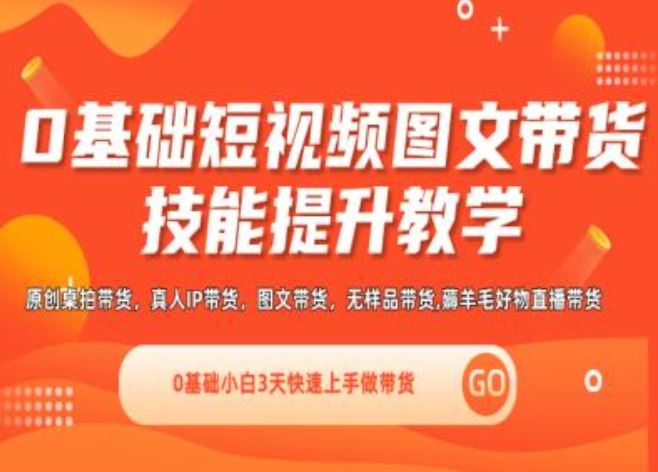 短视频图文带货实操技能提升教学，3天快速上手-无双副业