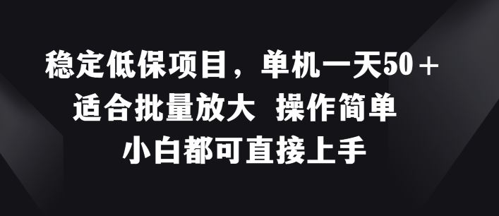 稳定低保项目单机日赚50+，适合批量放大，操作简单易上手-无双副业