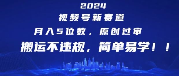 2024视频号新赛道：月入5位数+的原创与搬运技巧-无双副业