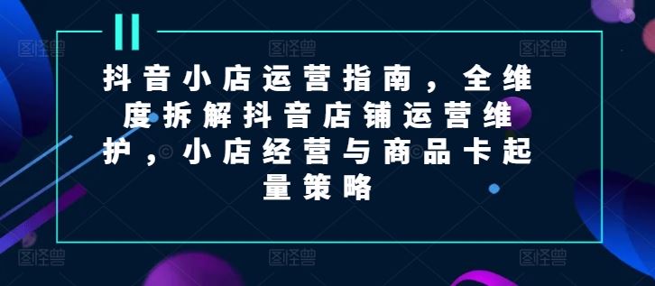 抖音小店运营全攻略：店铺维护与商品卡起量策略-无双副业
