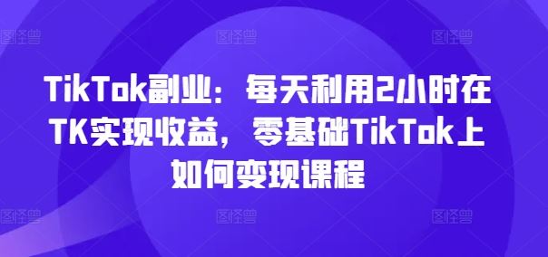 零基础TikTok变现指南：每天2小时实现副业收益-无双副业