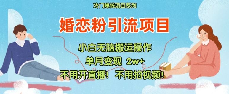 小红书婚恋粉引流变现项目，轻松实现无脑操作-无双副业