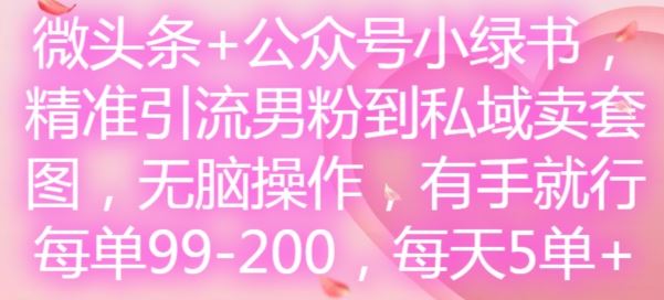 微头条与公众号小绿书精准引流男粉卖套图项目-无双副业