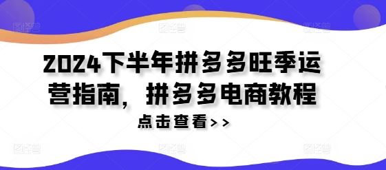 2024下半年拼多多旺季店铺运营策略与技巧-无双副业