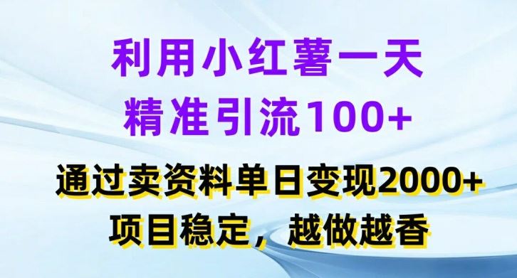 小红书精准引流与项目变现新玩法，日赚2k+-无双副业