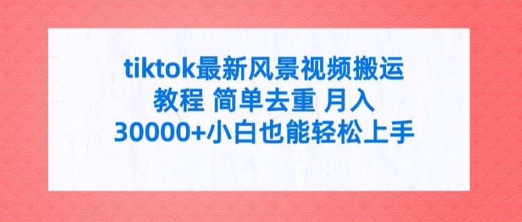 TikTok风景视频搬运去重教程 轻松月入3万+-无双副业