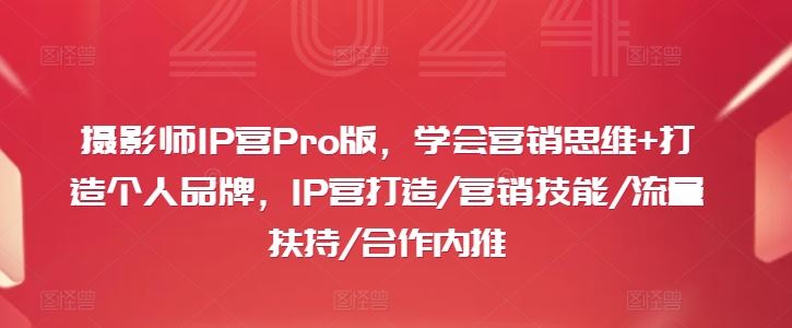 摄影师IP营Pro版：营销思维与个人品牌打造-无双副业