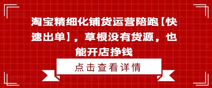 淘宝无货源开店运营指南，快速出单实现盈利-无双副业