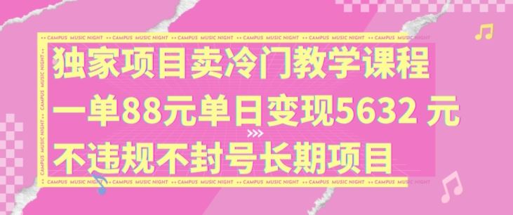 冷门教学课程销售项目，单日变现5632元长期稳定-无双副业