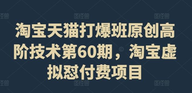 淘宝虚拟品付费项目高阶操作指南-无双副业