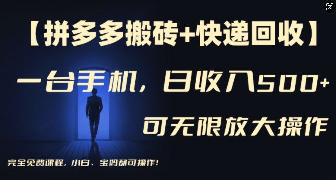 拼多多搬砖与快递回收项目，日赚500+，多号矩阵收益无上限-无双副业