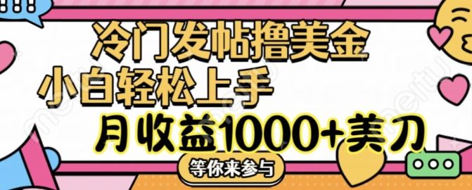 冷门发帖项目月赚1000+美金，简单无脑操作指南-无双副业