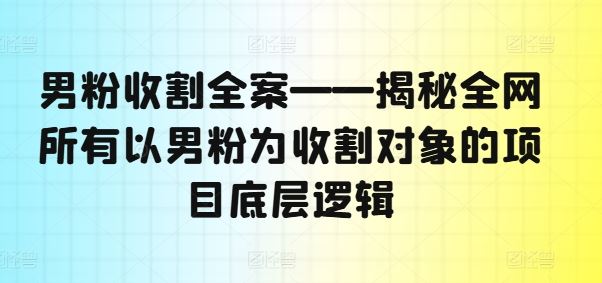 揭秘男粉项目底层逻辑与变现策略-无双副业