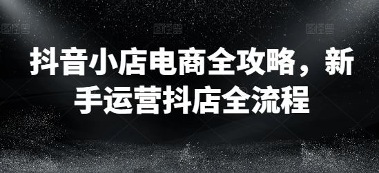 抖音小店电商运营全流程，新手开店指南-无双副业