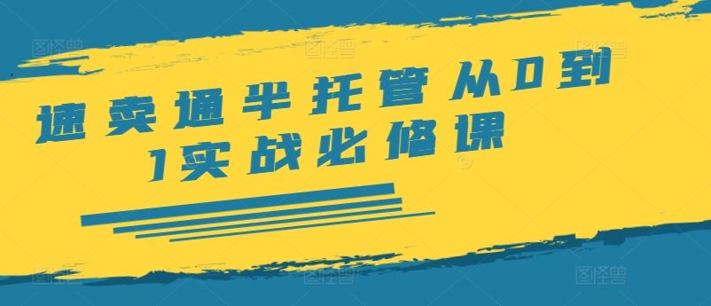 速卖通半托管实战指南：开店到运营全流程解析-无双副业