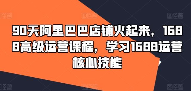 阿里巴巴店铺90天快速提升，掌握1688运营核心技能-无双副业