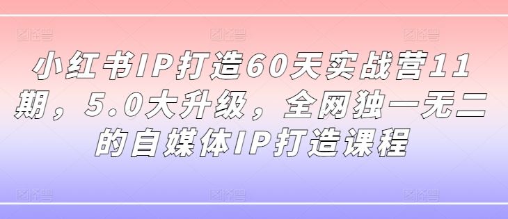 小红书IP打造60天实战营，5.0大升级，自媒体IP打造课程-无双副业