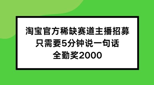 淘宝直播招募主播，5分钟一句话即可获得全勤奖2000元-无双副业
