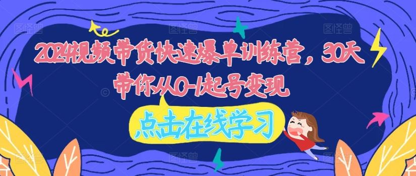 2024视频带货从0到1起号变现全攻略-无双副业