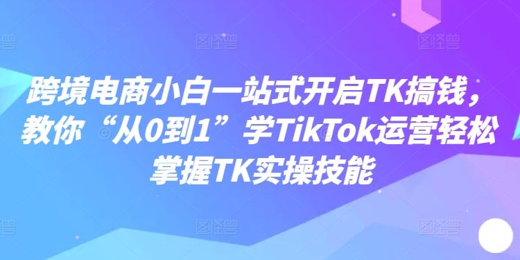 跨境电商新手从0到1掌握TikTok运营与实操技能-无双副业