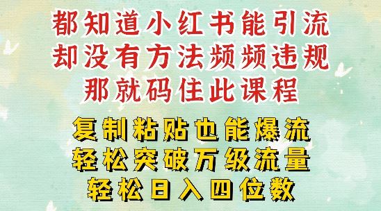 小红书复制粘贴技巧突破万级流量池，稳定引流变现-无双副业