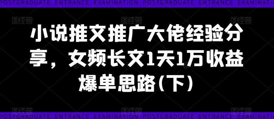女频长文推广技巧与爆单策略分享-无双副业