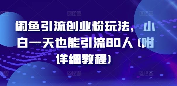 闲鱼引流创业粉技巧，新手日引80人详细教程-无双副业