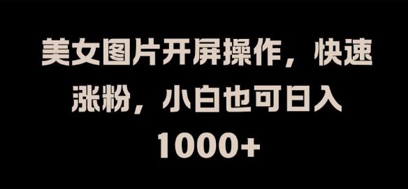 美女图片开屏操作快速涨粉，小白日入1k揭秘-无双副业