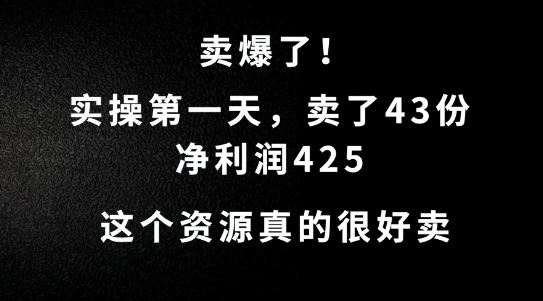 高需求资源实操首日售43份净赚425元-无双副业