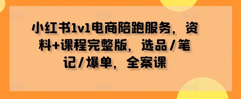 小红书电商陪跑服务：选品、笔记、爆单全案课程-无双副业