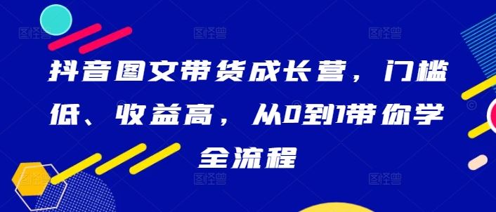 抖音图文带货成长营，低门槛高收益，从0到1全流程教学-无双副业