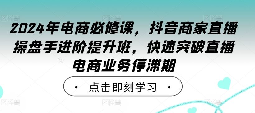 抖音商家直播操盘手进阶提升班，突破电商业务停滞期-无双副业
