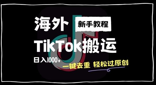 2024海外TikTok搬运技巧，新手轻松日入1k-无双副业
