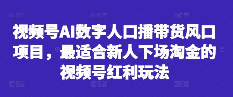 AI数字人助力视频号带货，新手淘金新机遇-无双副业
