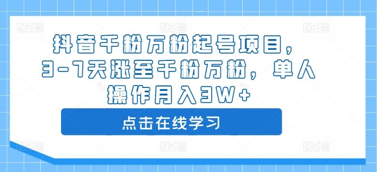 抖音快速涨粉项目，单人操作月入3万+-无双副业