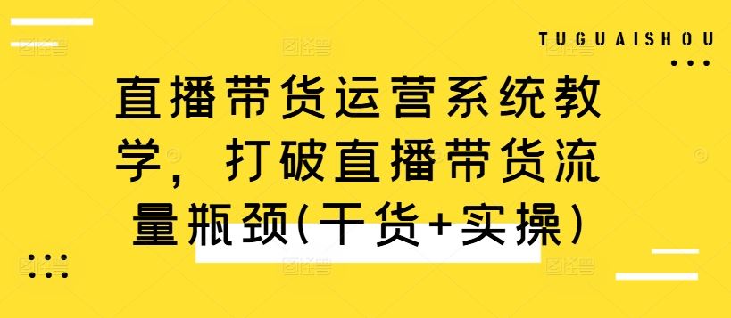 直播带货运营系统教学，突破流量瓶颈的实操指南-无双副业