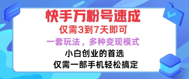 快手万粉号速成技巧，小白创业首选，多种变现模式揭秘-无双副业