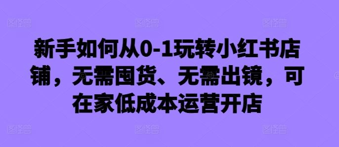 从零开始玩转小红书店铺，低成本运营指南-无双副业