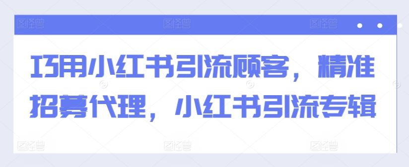 小红书引流技巧与代理招募策略-无双副业