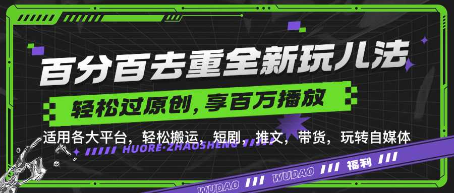 强力去重模板助你轻松搬运爆款视频，实现百万播放-无双副业