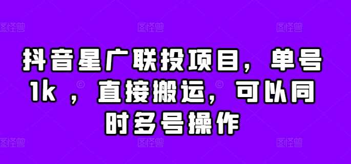 抖音星广联投项目揭秘：单号收益1k，多号操作技巧-无双副业