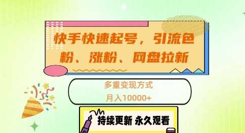 快手快速起号与多重变现技巧，轻松月入过万-无双副业
