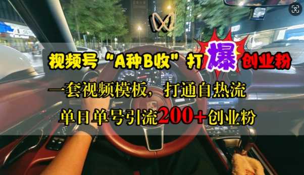 视频号“A种B收”引流创业粉，单日单号吸引200+用户-无双副业